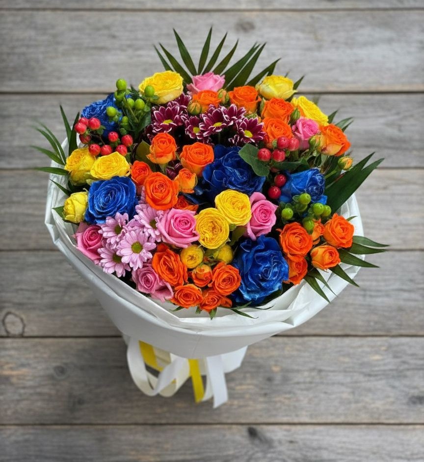 Букет цветов из: Розы и Хризантемы в Усолье-Сибирское