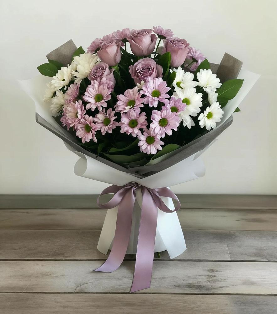 Букет цветов из: Хризантемы и Розы в Усолье-Сибирское