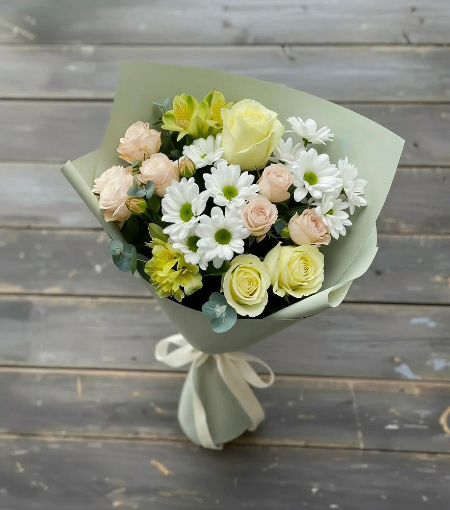 Букет цветов из: Альстромерии, Розы и Хризантемы в Усолье-Сибирское