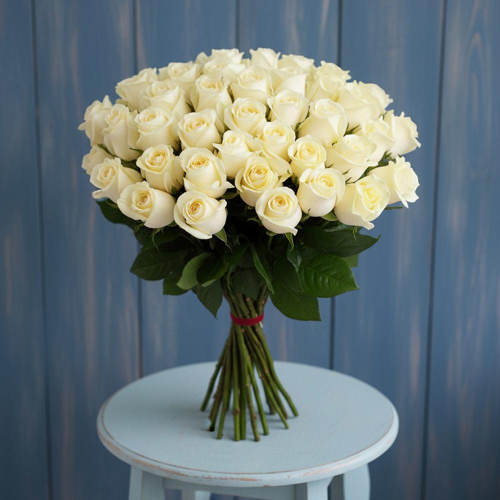 Букет 51 Белая роза Эдлесс Лав в Усолье-Сибирское