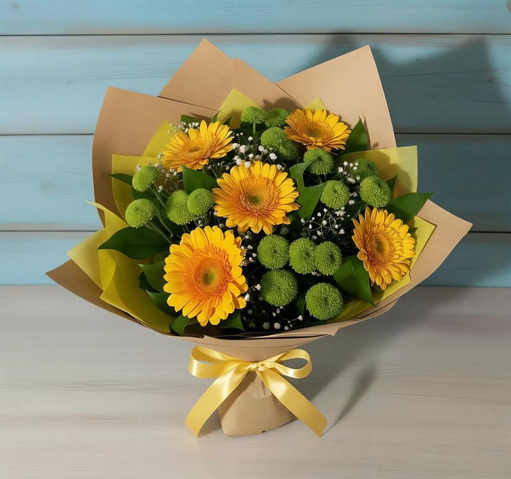 Букет цветов из: Герберы и Хризантемы в Усолье-Сибирское
