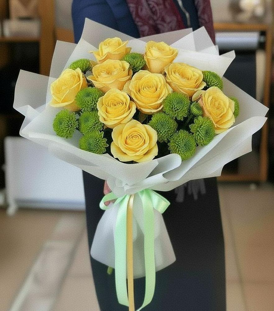 Букет цветов из: Хризантемы и Розы в Усолье-Сибирское