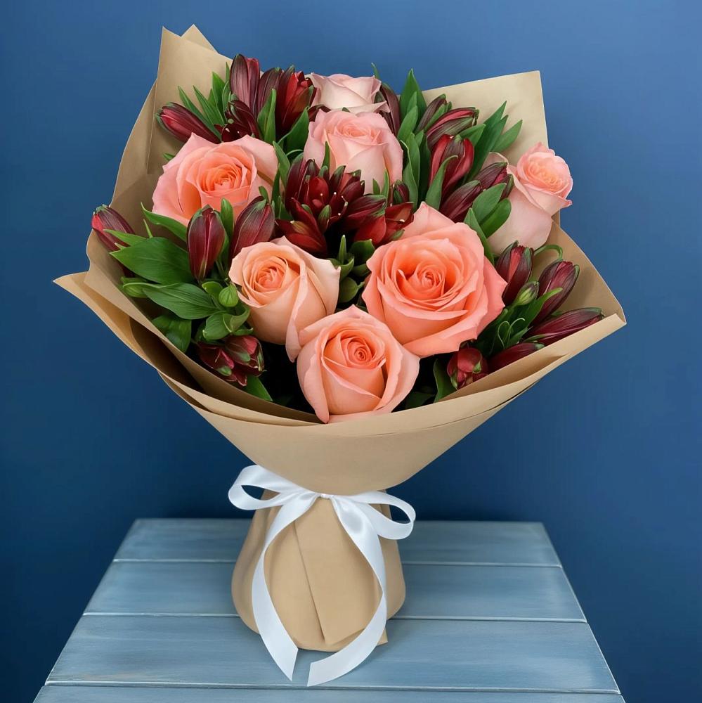 Букет цветов из: Розы и Альстромерии в Усолье-Сибирское