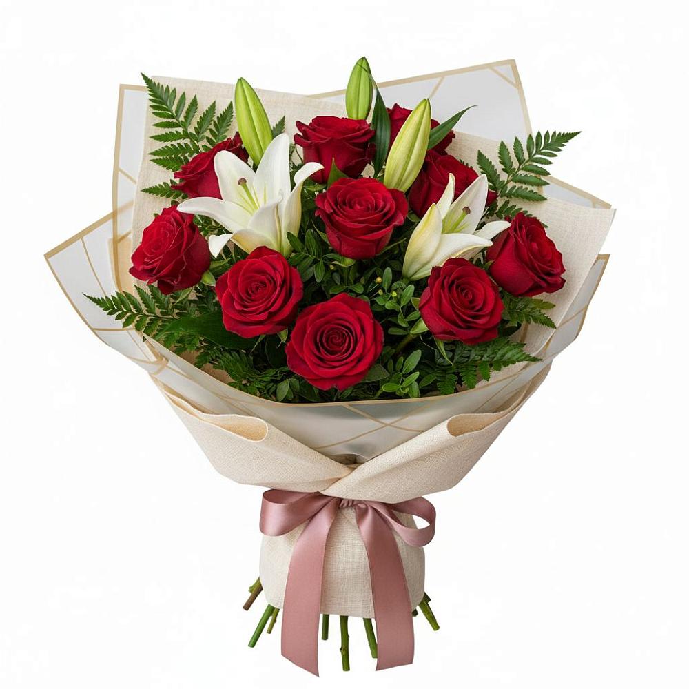 Букет цветов из: Лилии и Розы в Усолье-Сибирское