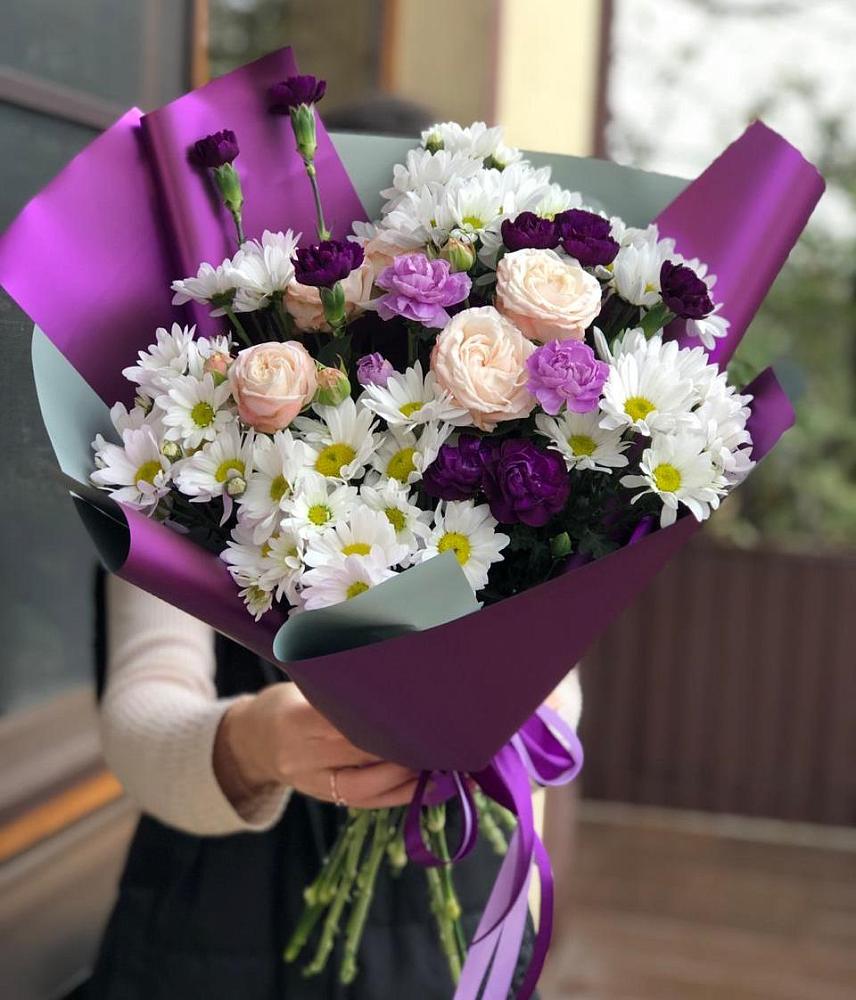 Букет цветов из: Хризантемы, Гвоздики и Розы в Усолье-Сибирское