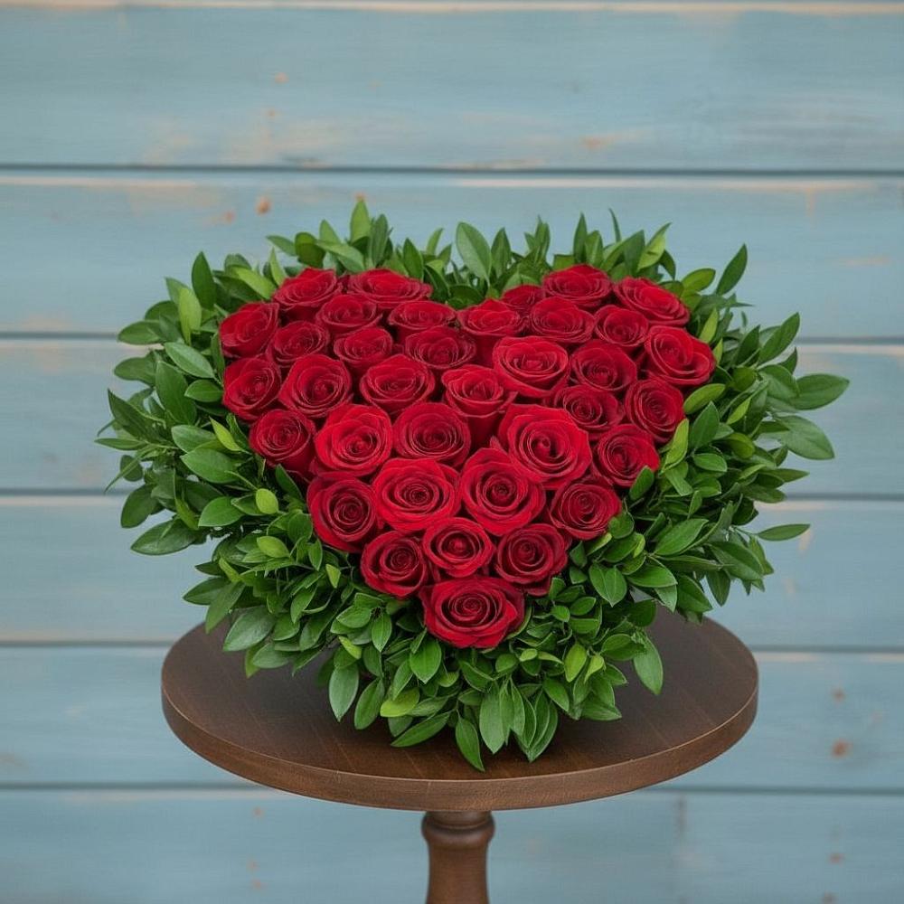 Цветочная композиция из Розы в виде сердца в Усолье-Сибирское