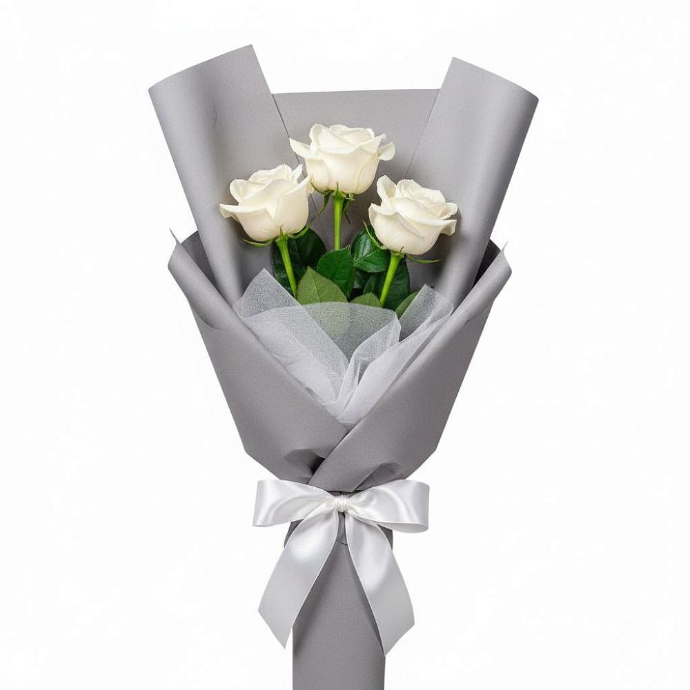 Букет 3 белые розы в Усолье-Сибирское