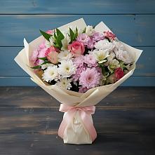 Букет цветов из:  Хризантемы, Альстромерии и Розы в Усолье-Сибирское