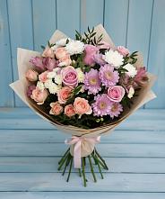 Букет цветов из:  Хризантемы, Розы и Альстромерии в Усолье-Сибирское