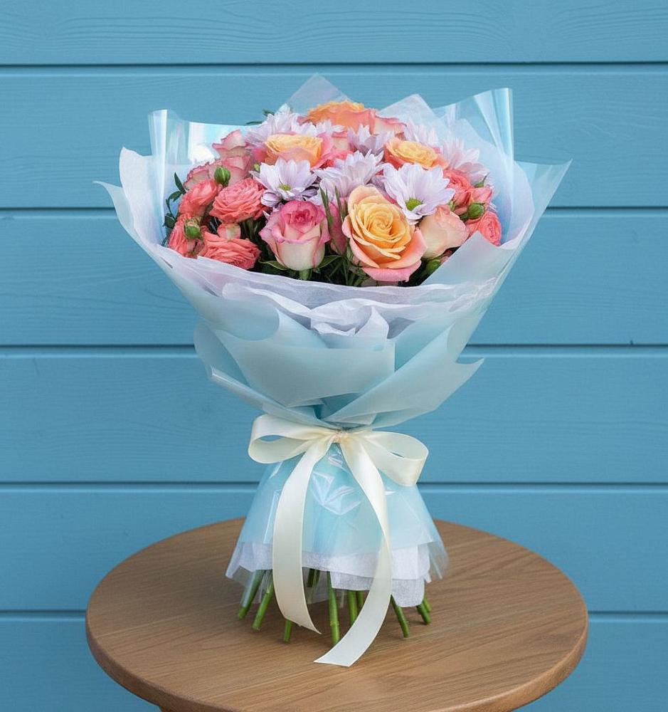 Букет цветов из: Хризантемы и Розы в Усолье-Сибирское