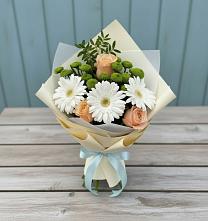 Букет цветов из:  Герберы, Розы и Хризантемы в Усолье-Сибирское