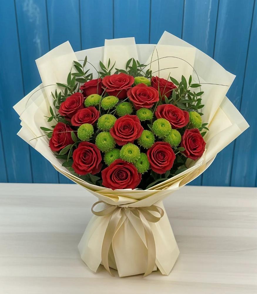 Букет цветов из: Розы и Хризантемы в Усолье-Сибирское