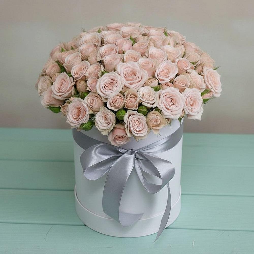 Цветочная композиция из Розы в шляпной коробке в Усолье-Сибирское